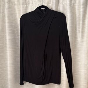 Elie Tahari Black Draped Long Sleeve Top